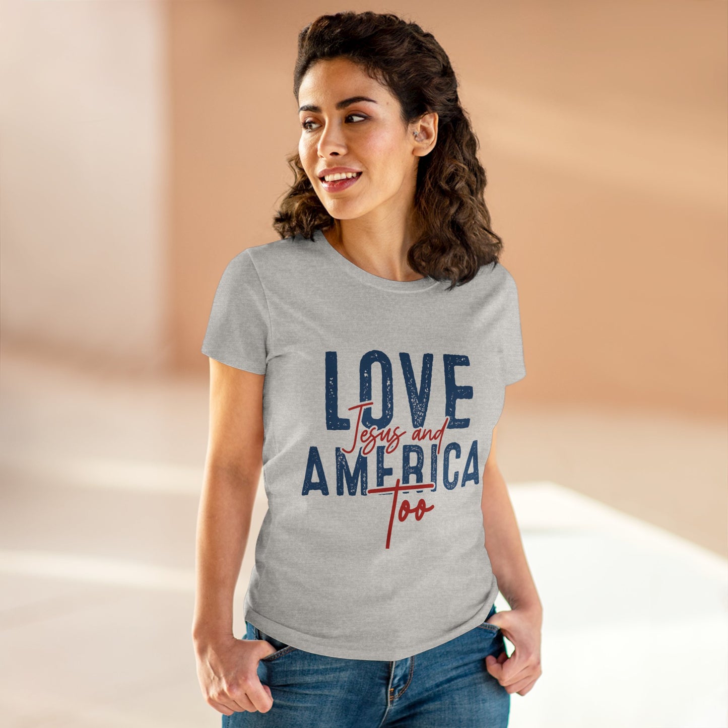 Love Jesus and America Too Women's T-Shirt