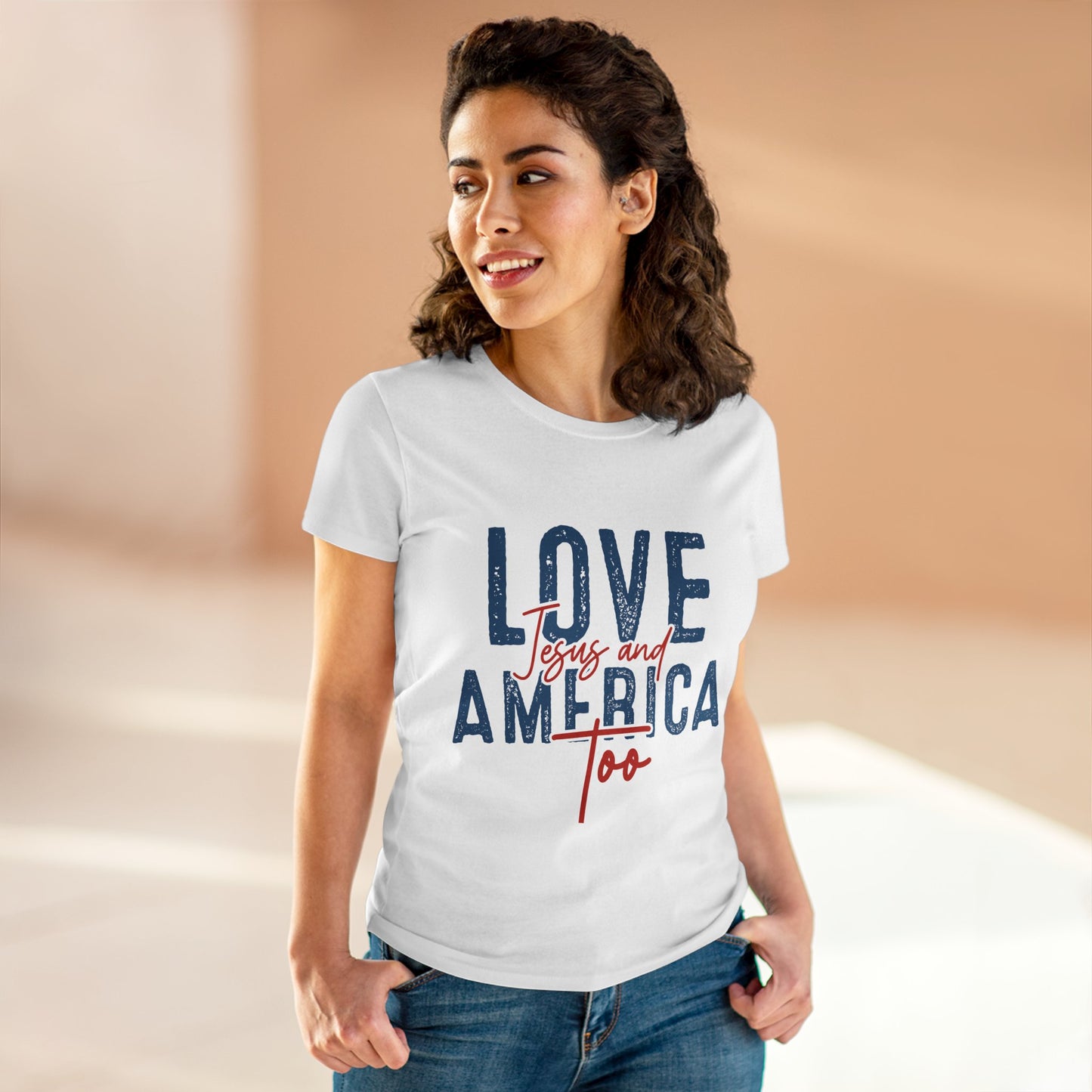 Love Jesus and America Too Women's T-Shirt