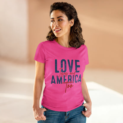 Love Jesus and America Too Women's T-Shirt