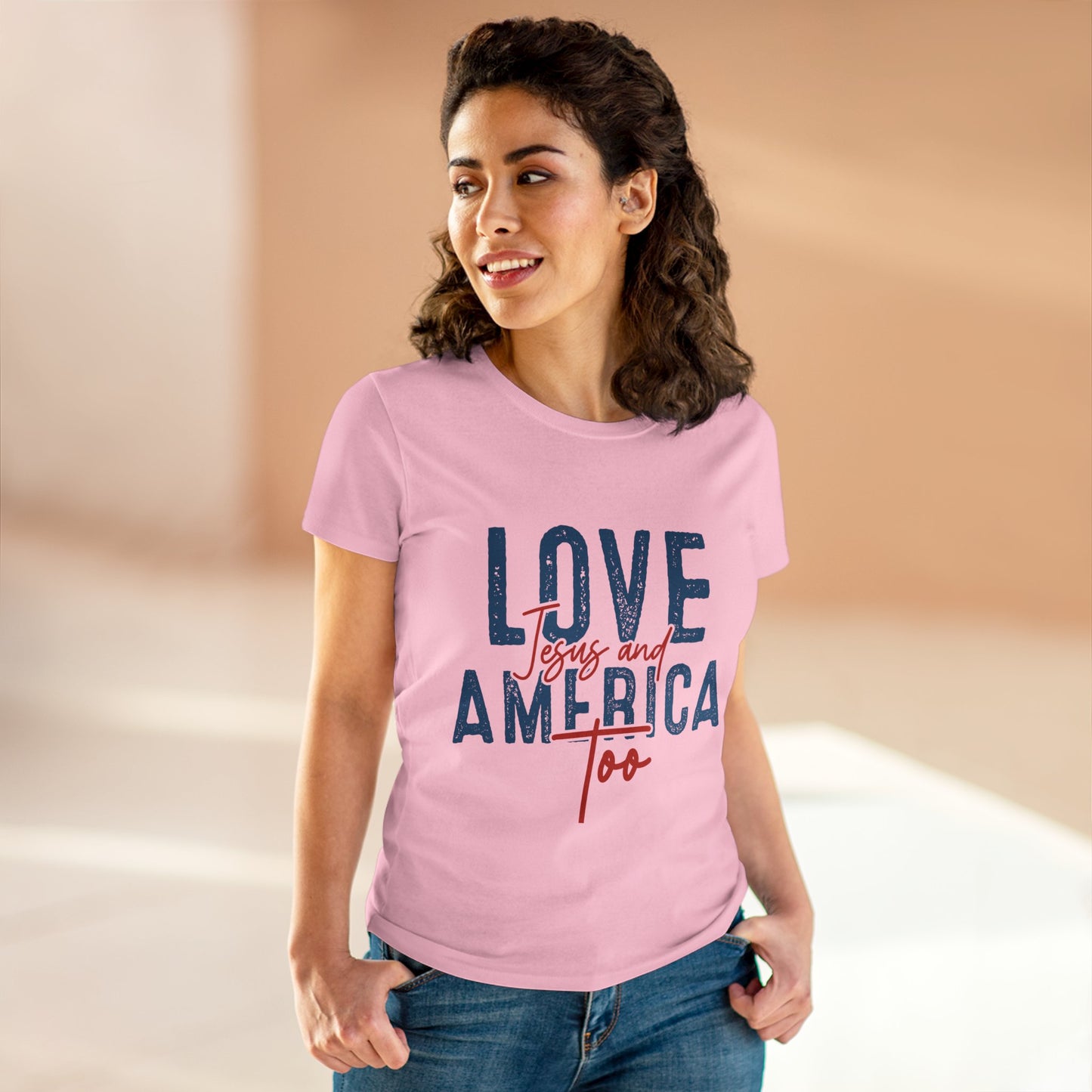 Love Jesus and America Too Women's T-Shirt